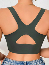 Breathable Criss-Cross Back Lace Wireless Bra Green
